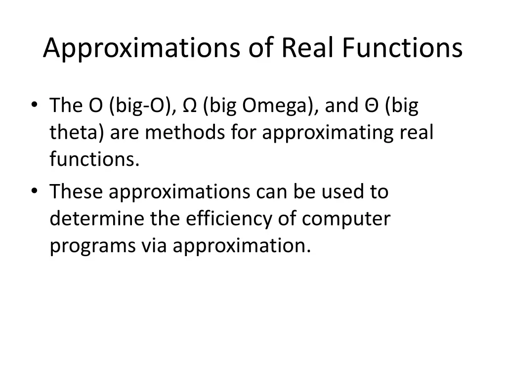 approximations of real functions