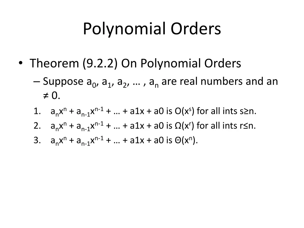 polynomial orders