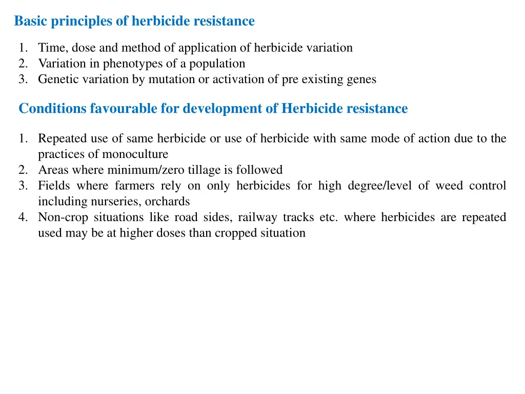 basic principles of herbicide resistance