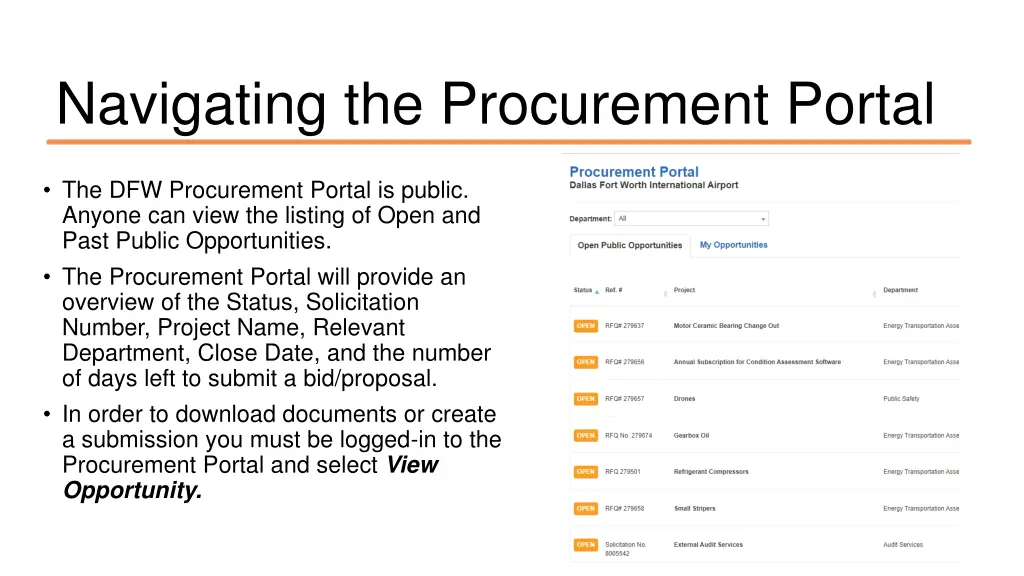 navigating the procurement portal