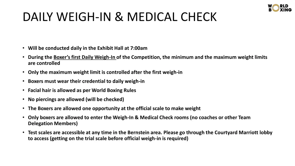 daily weigh in medical check