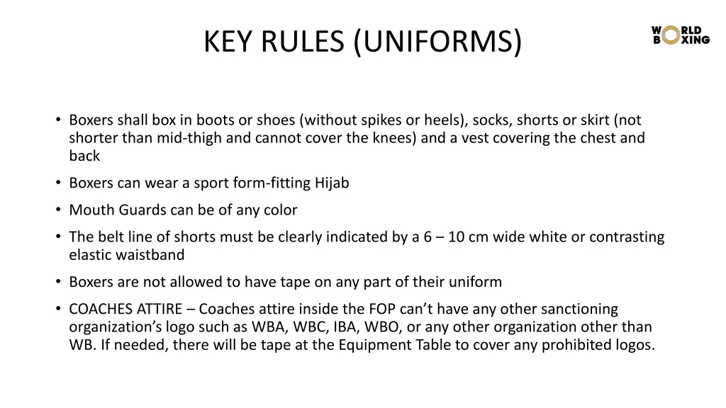 key rules uniforms