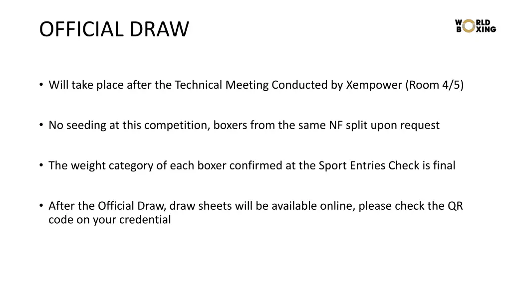 official draw