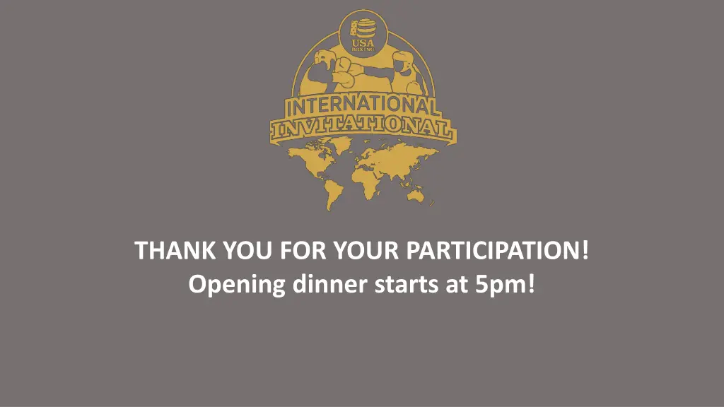 thank you for your participation opening dinner