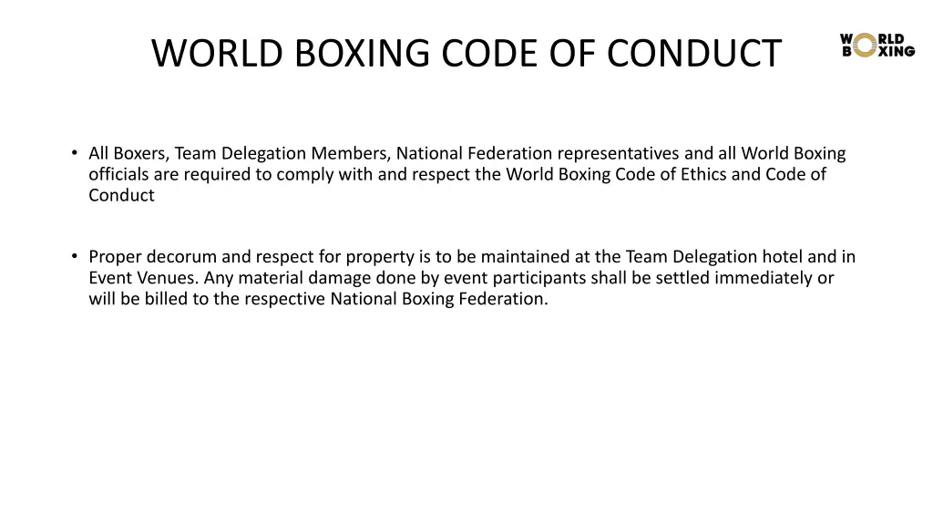 world boxing code of conduct