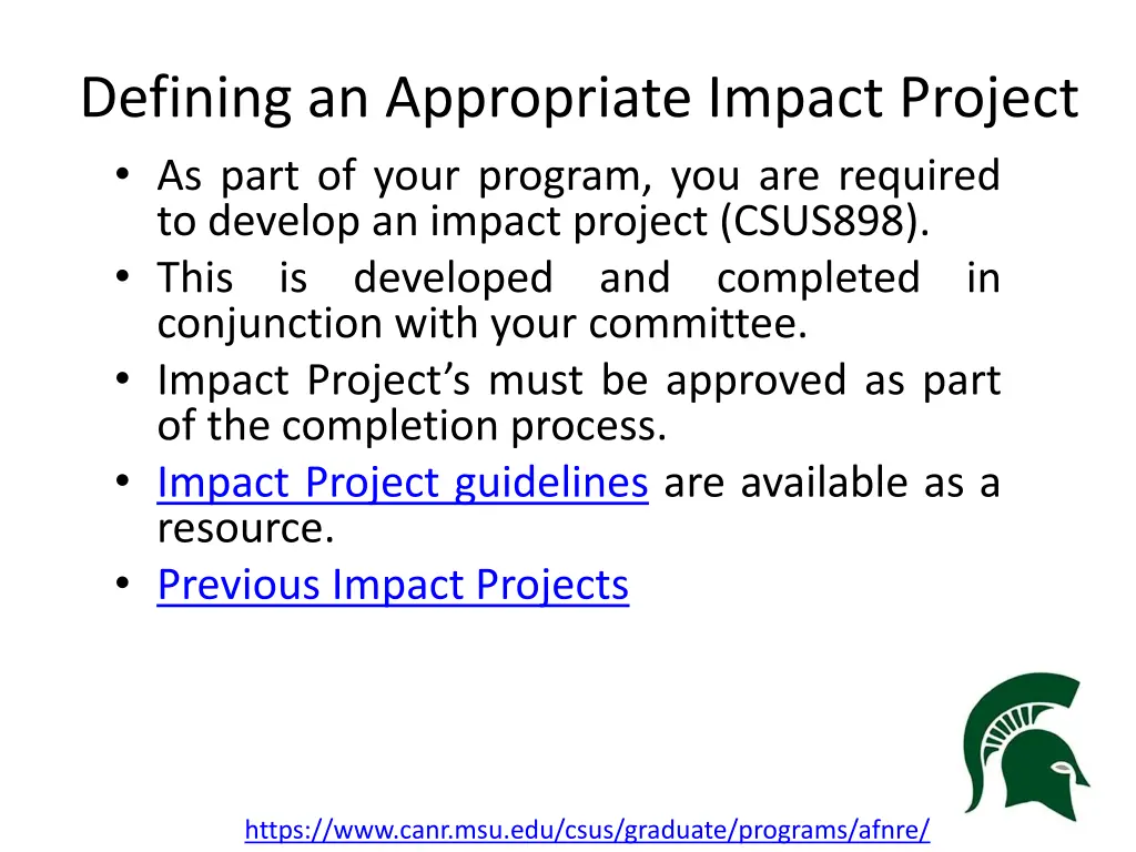 defining an appropriate impact project as part