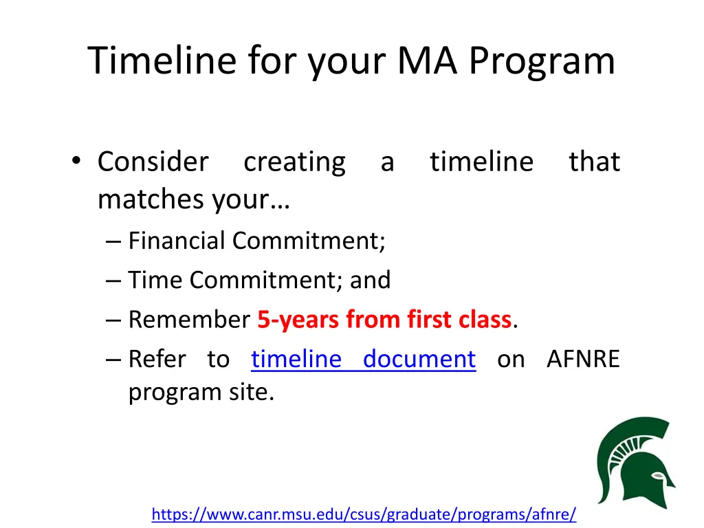 timeline for your ma program
