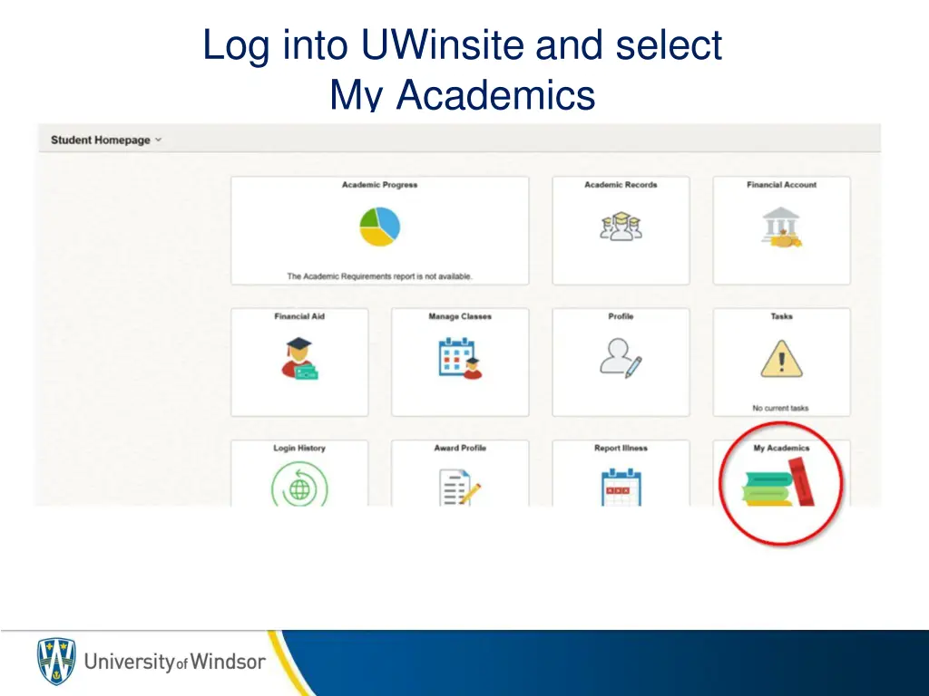 log into uwinsite and select my academics