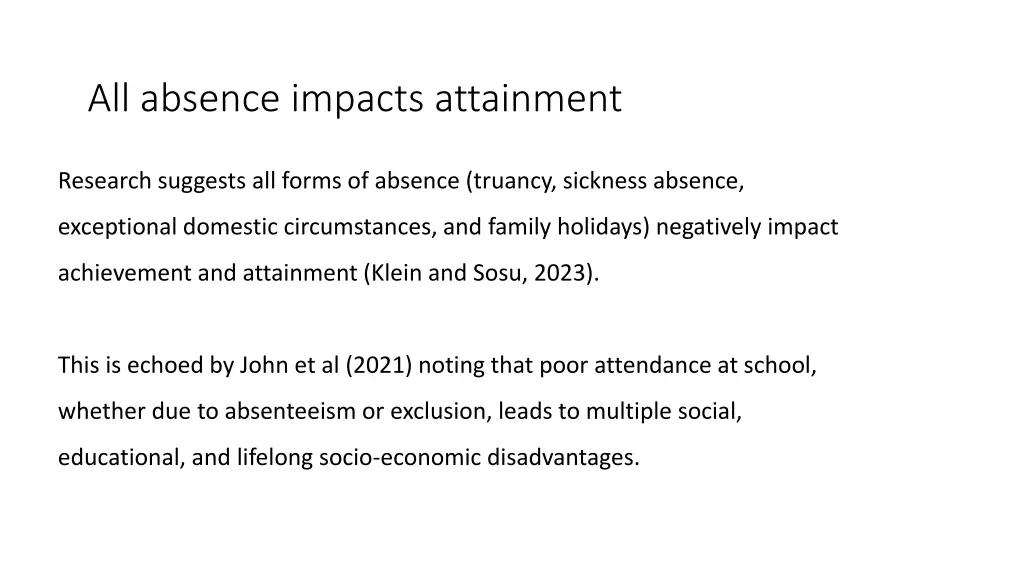 all absence impacts attainment