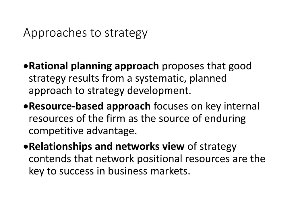 approaches to strategy