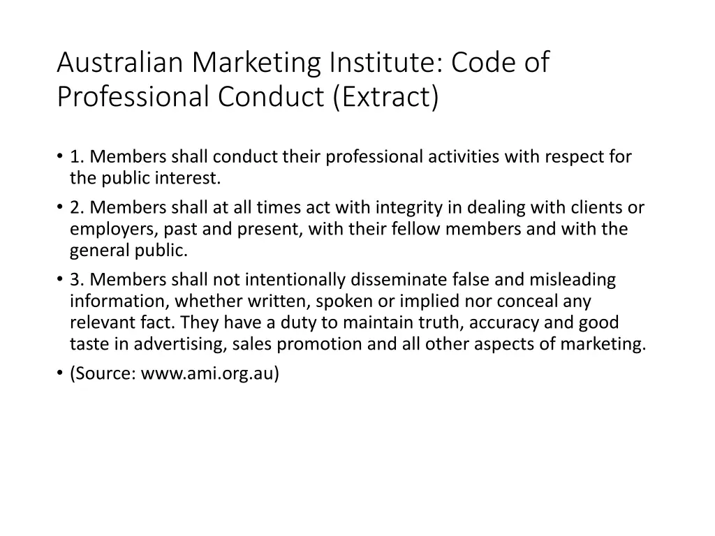 australian marketing institute code