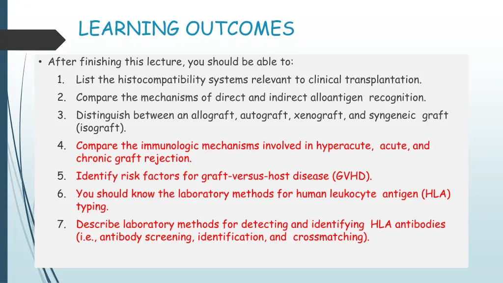 learning outcomes