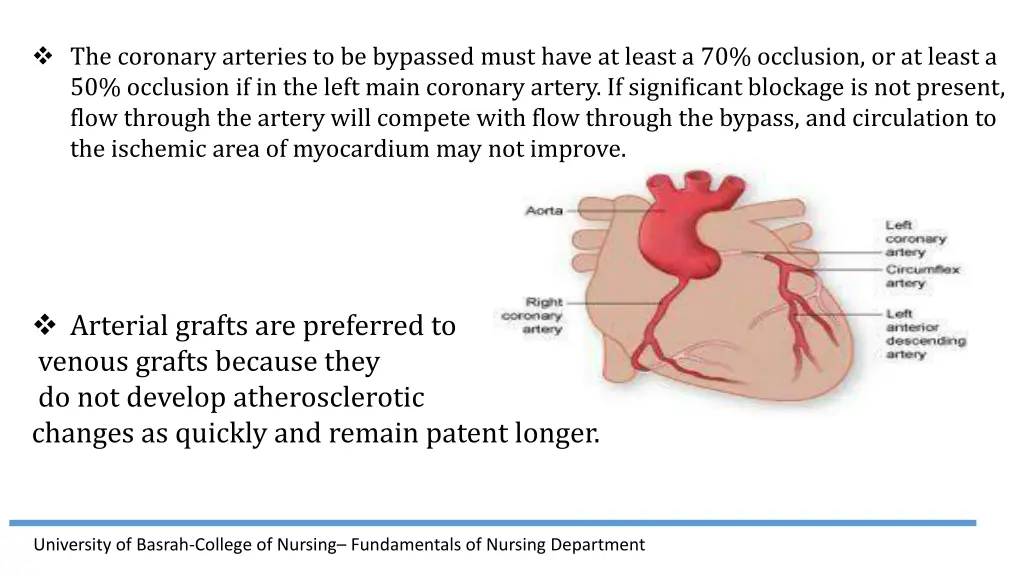 the coronary arteries to be bypassed must have