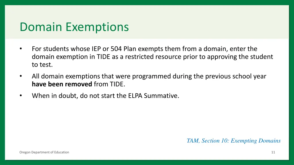 domain exemptions