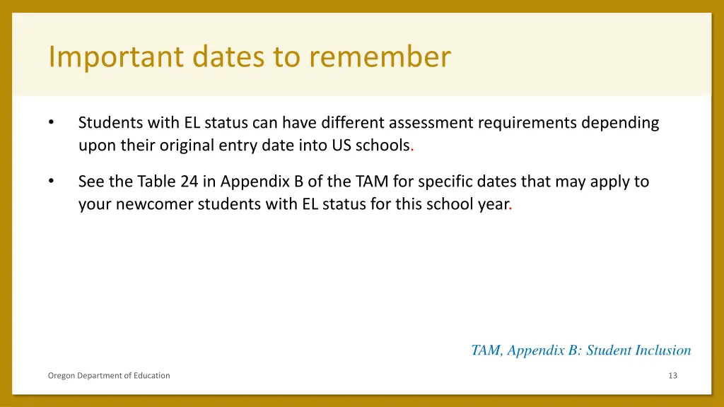 important dates to remember