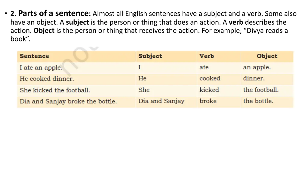 2 parts of a sentence almost all english