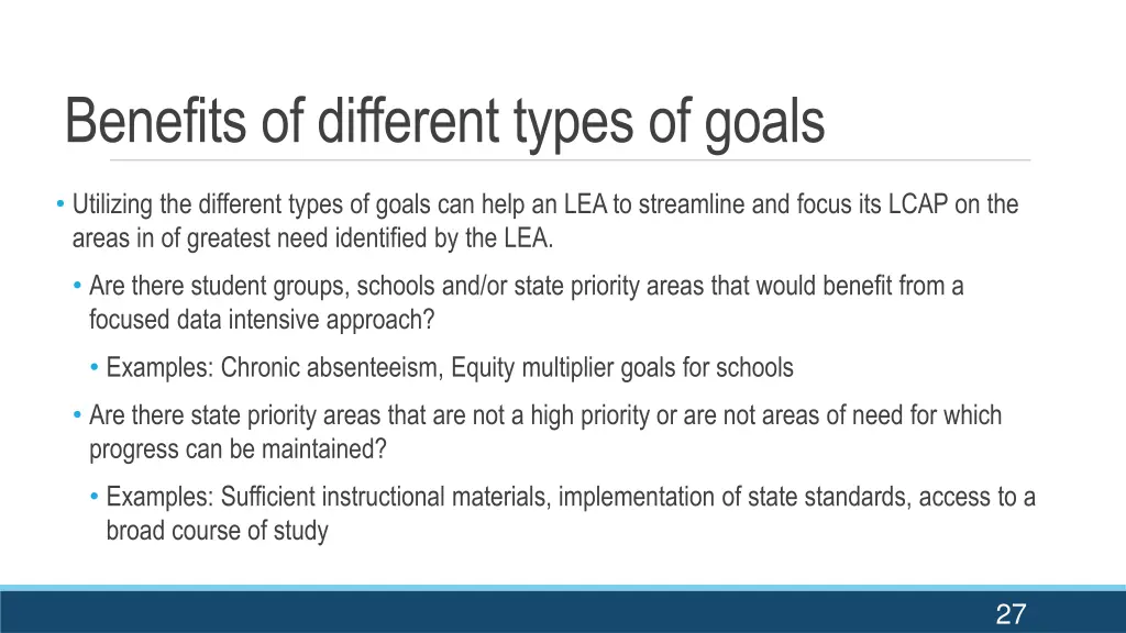 benefits of different types of goals