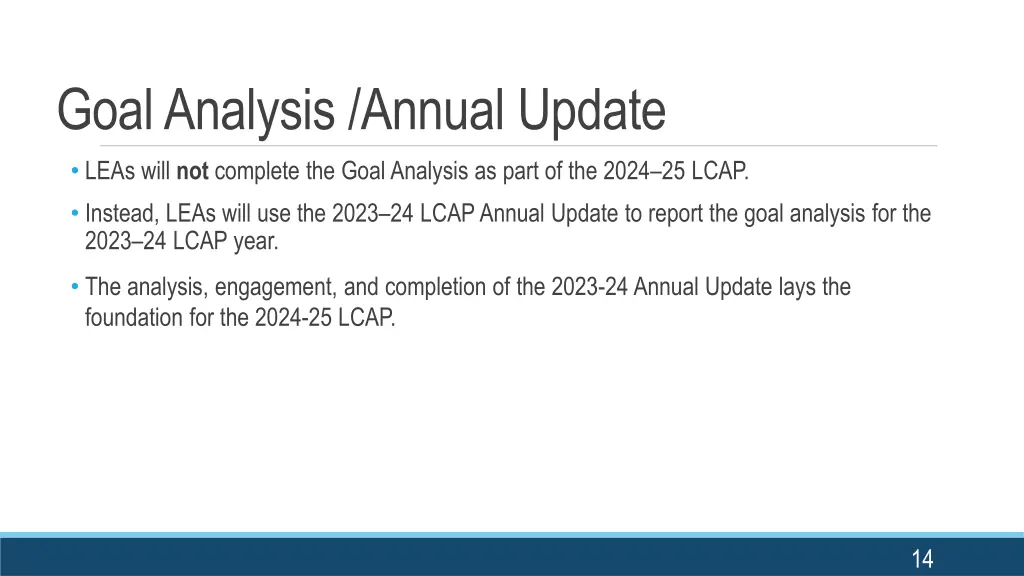 goal analysis annual update