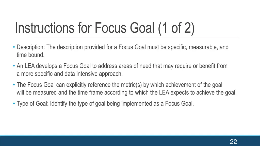 instructions for focus goal 1 of 2