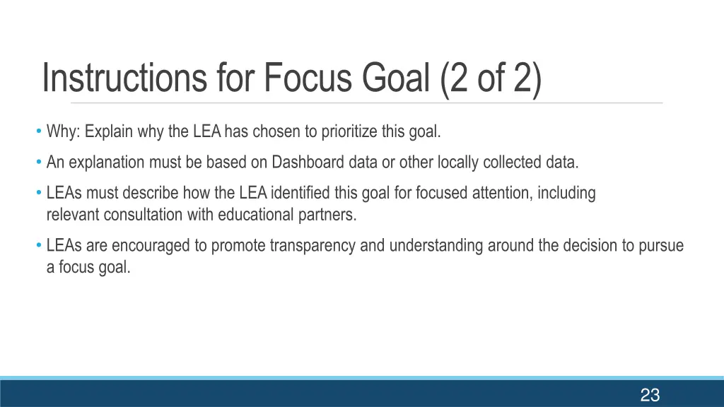 instructions for focus goal 2 of 2