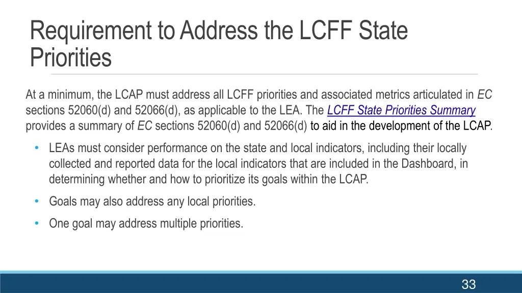 requirement to address the lcff state priorities