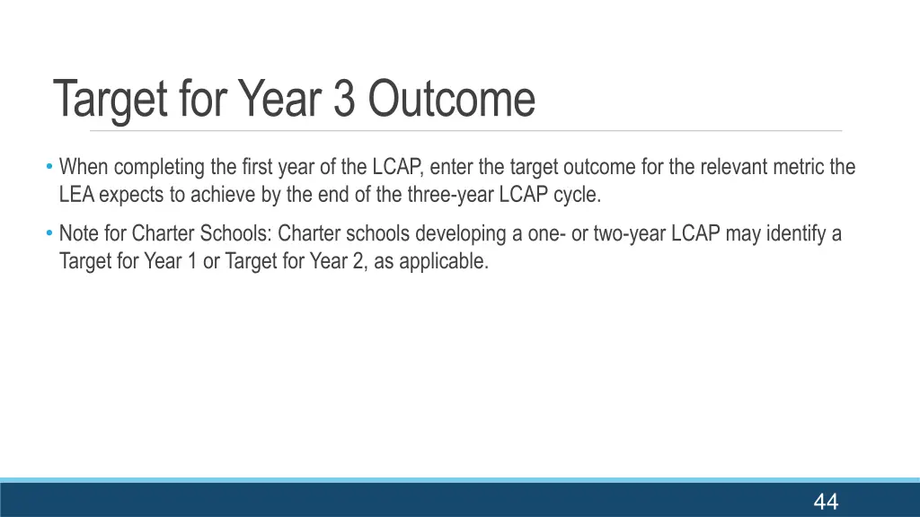 target for year 3 outcome