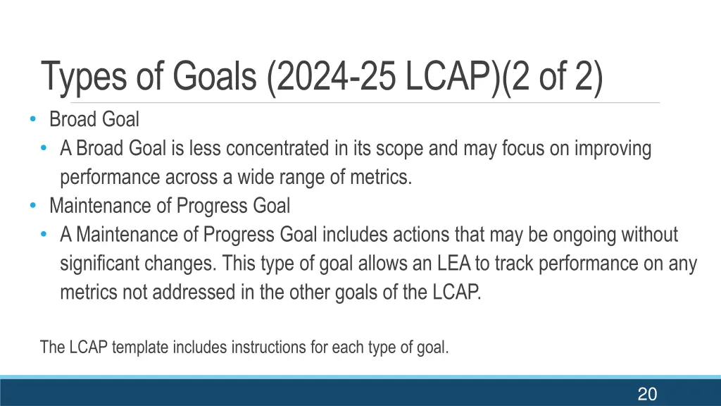 types of goals 2024 25 lcap 2 of 2 broad goal