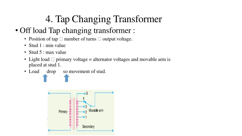 4 tap changing transformer off load tap changing