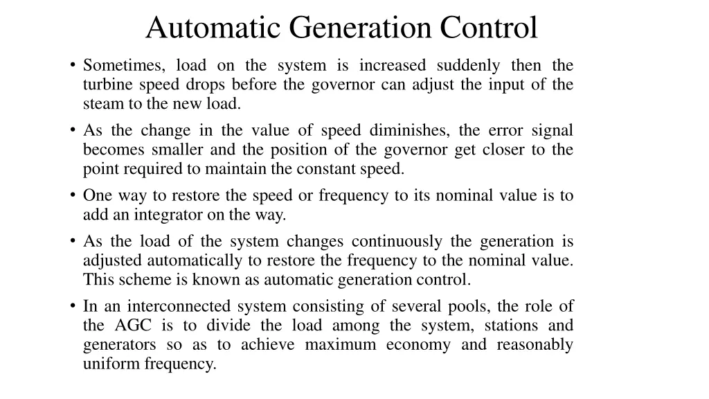 automatic generation control