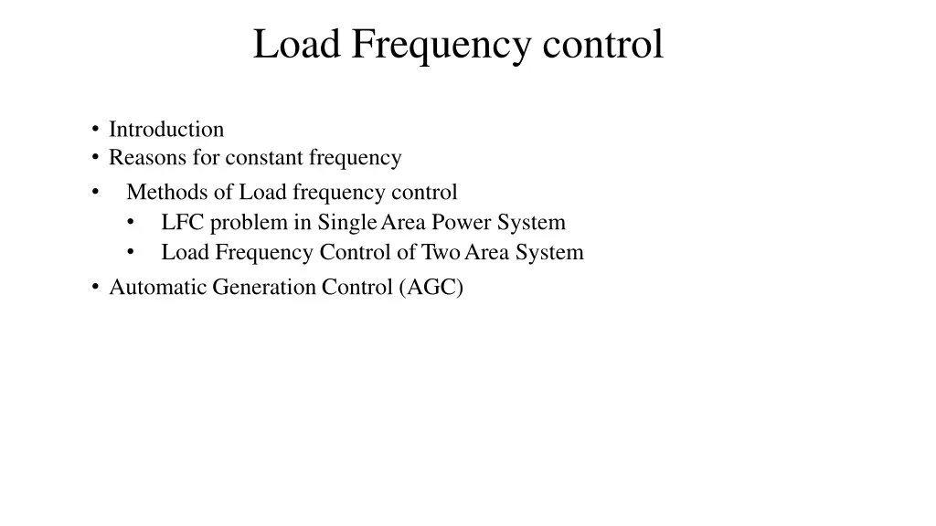 load frequency control