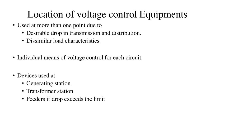 location of voltage control equipments used