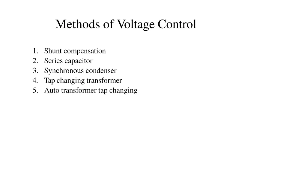 methods of voltage control 1