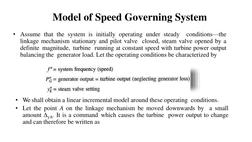 model of speed governing system