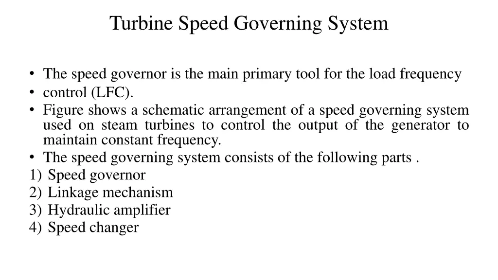 turbine speed governing system