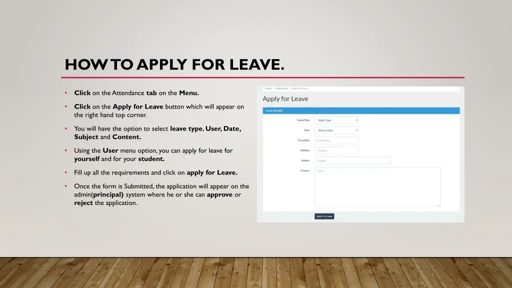 how to apply for leave