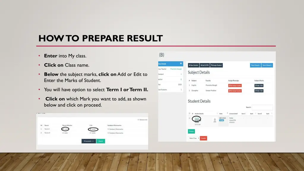 how to prepare result