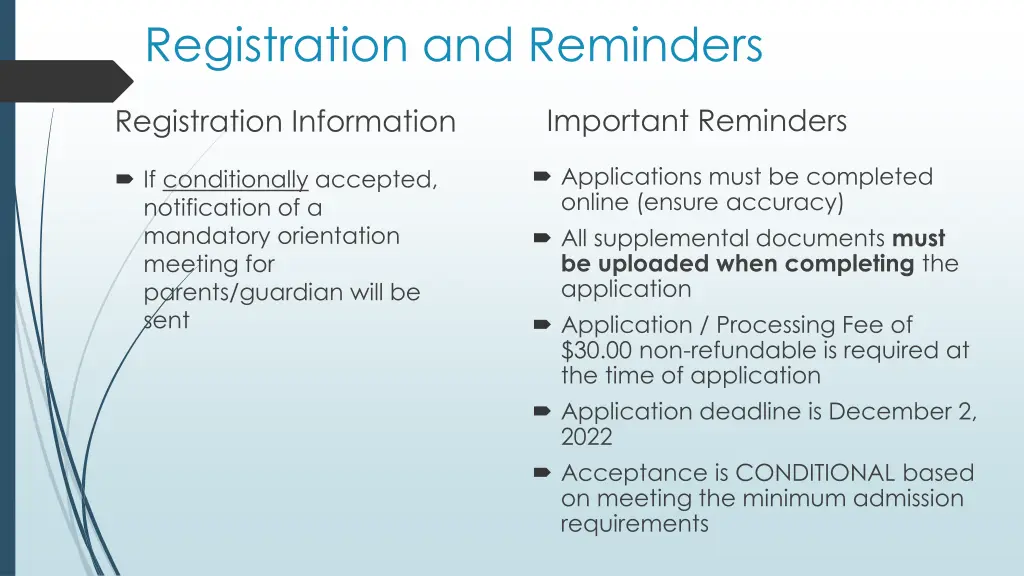 registration and reminders