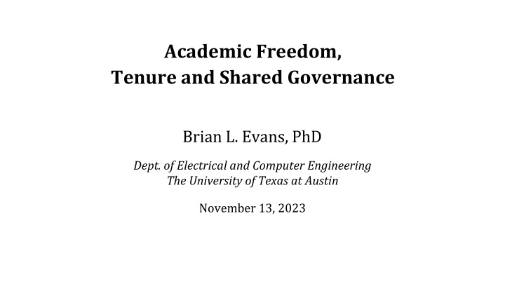 academic freedom tenure and shared governance