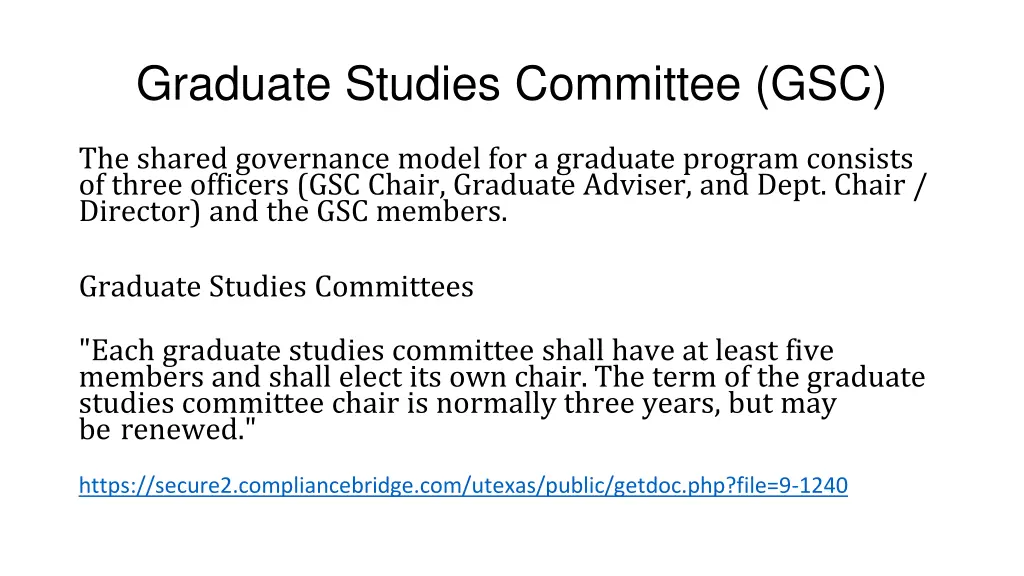 graduate studies committee gsc