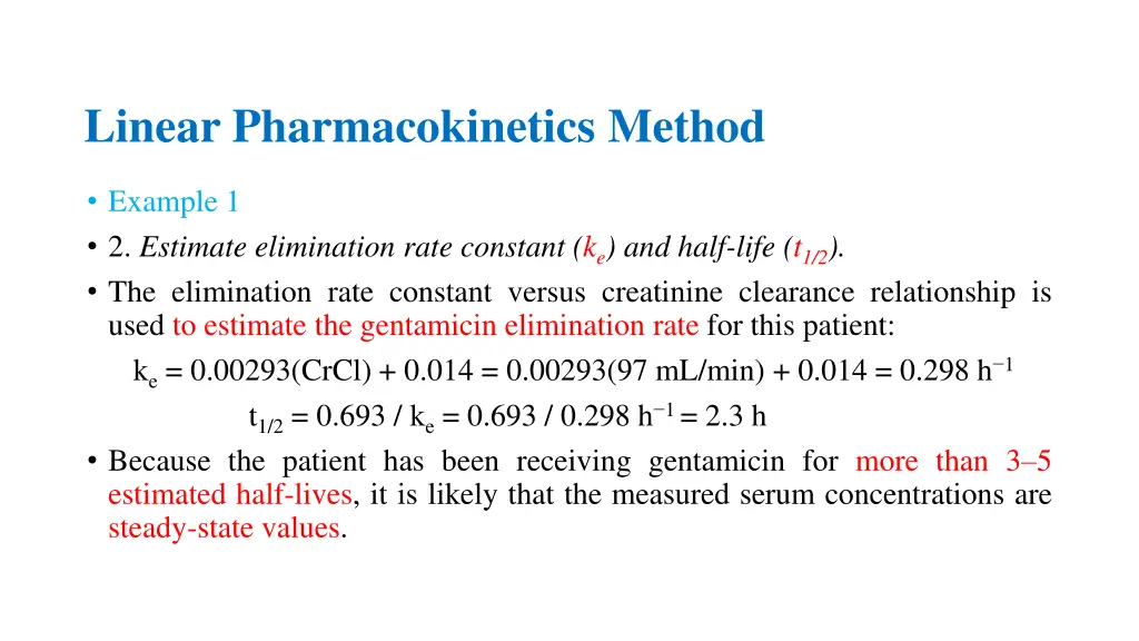 linear pharmacokinetics method 1