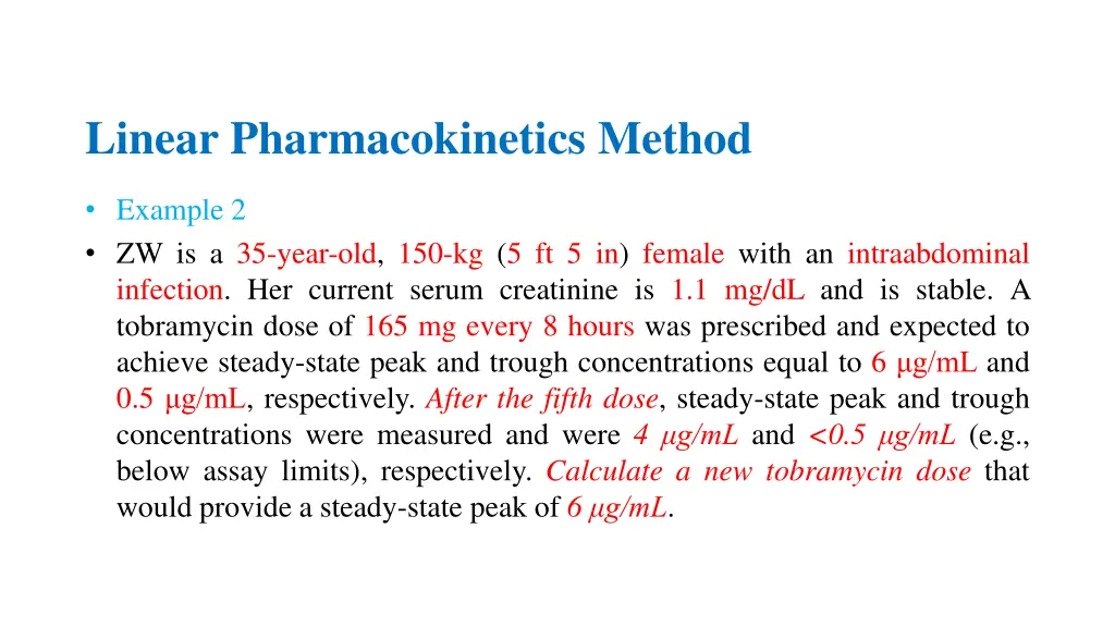 linear pharmacokinetics method 4