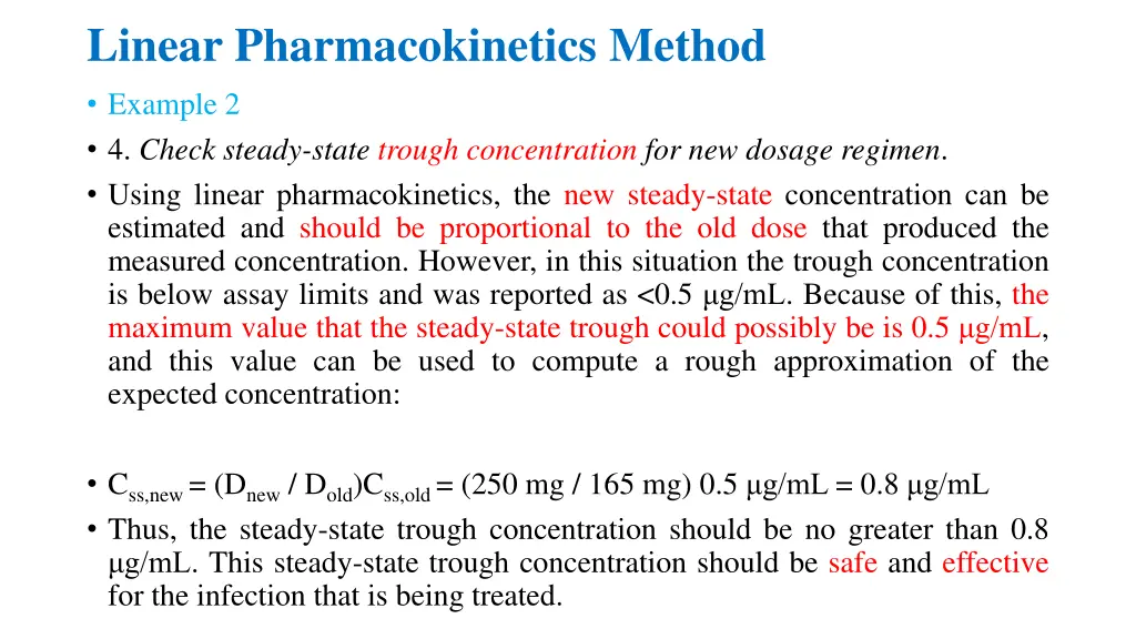 linear pharmacokinetics method example 2 4 check