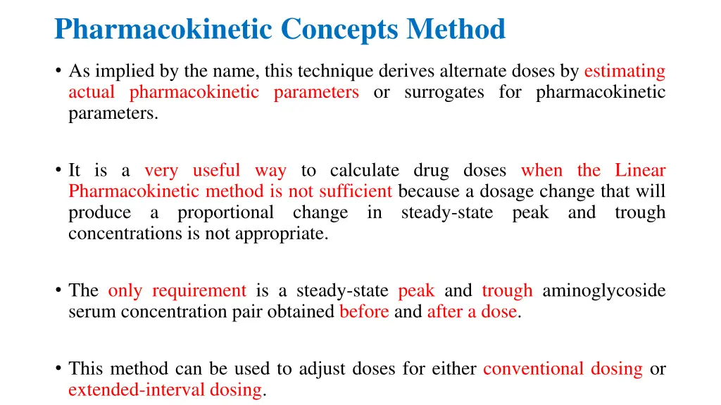 pharmacokinetic concepts method