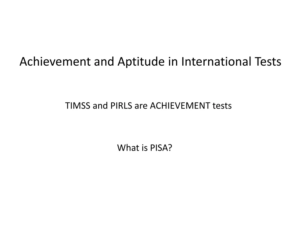 achievement and aptitude in international tests