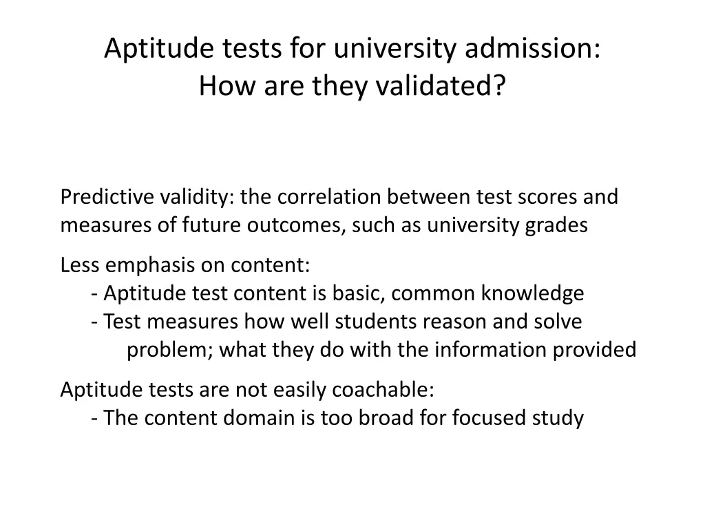 aptitude tests for university admission 1