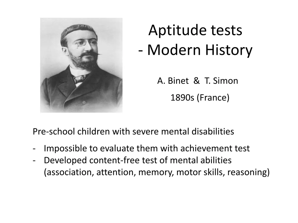 aptitude tests modern history