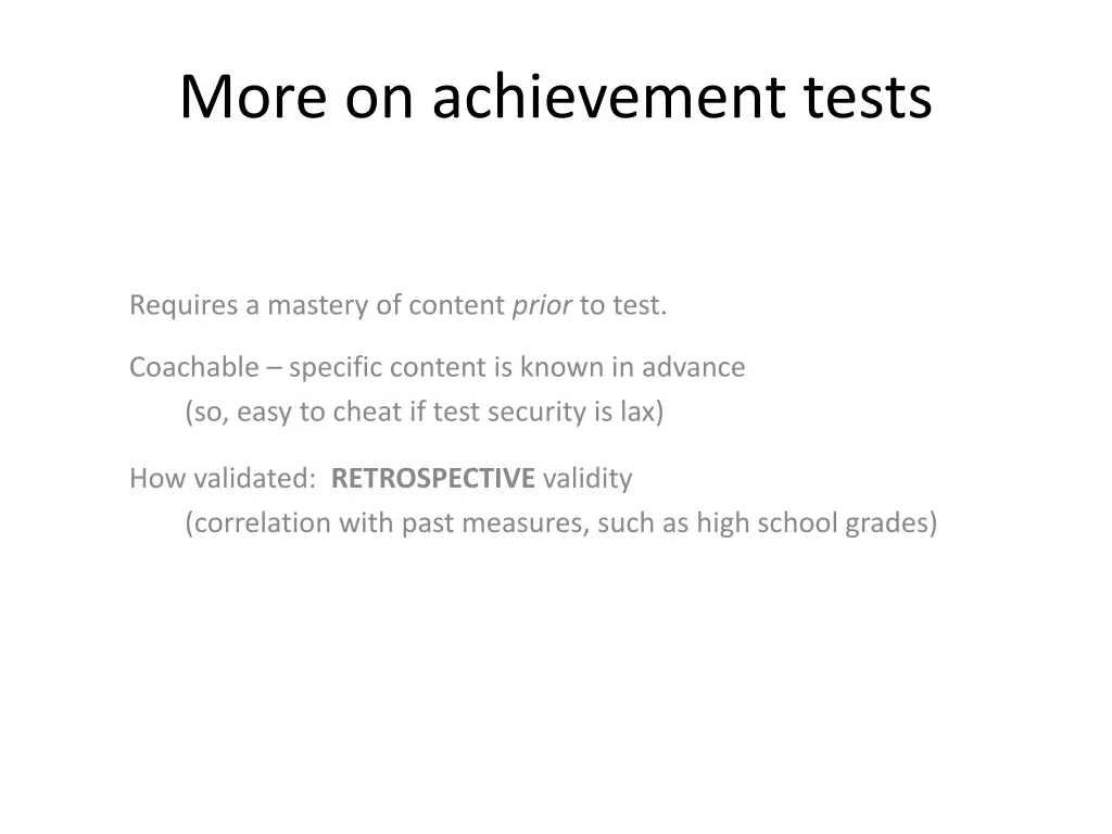 more on achievement tests