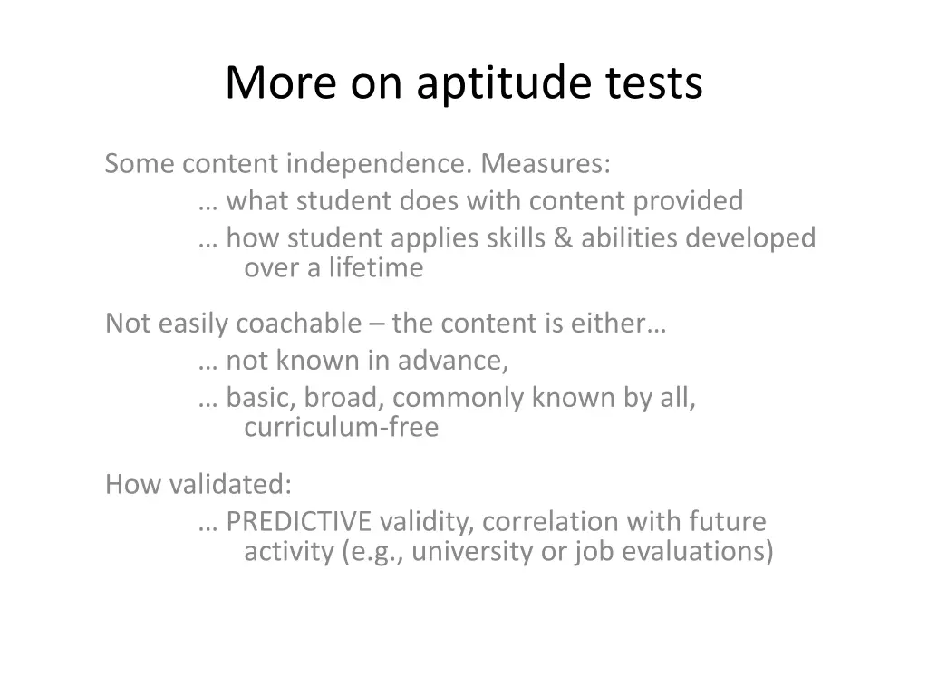 more on aptitude tests