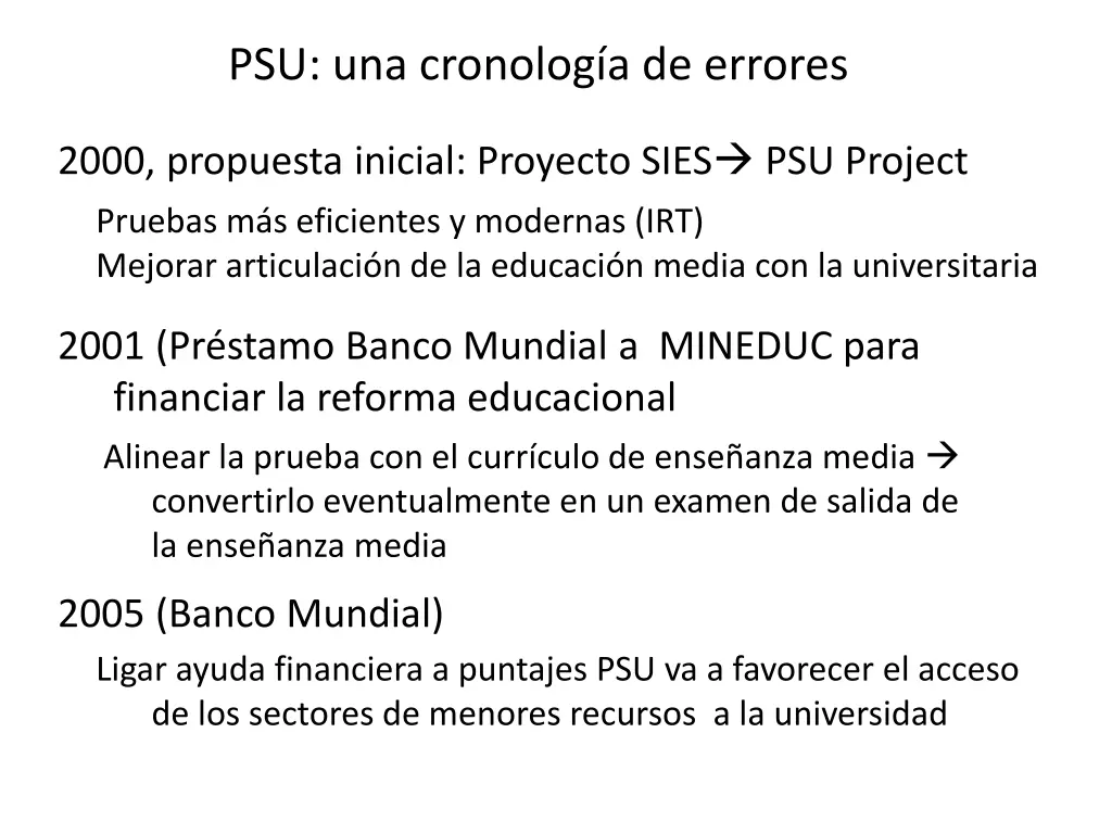 psu una cronolog a de errores