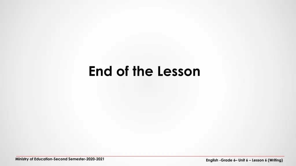 end of the lesson